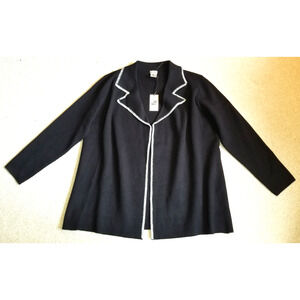 NWT Womens Sweater/Jacket-MAX STUDIO-black knit open blazer cardign Old Money-XL